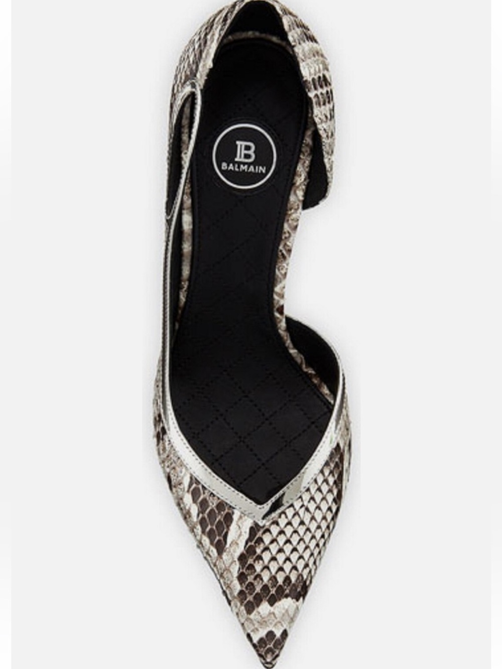 BALMAIN Women's Metallic trim and python Pump - Black/Silver